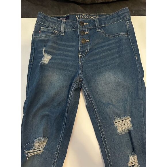 Vigoss Girl's Distressed Skinny Jeans Blue Size 10 Medium Wash - Picture 1 of 5